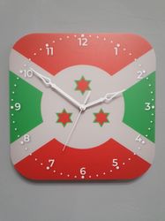 Burundian flag clock for wall, Burundian wall decor, Burundian gifts (Burundi)