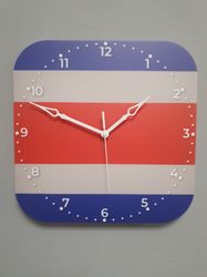 Costa Rican flag clock for wall, Costa Rican wall decor, Costa Rican gifts (Costa Rica)