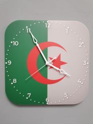 Algerian flag clock for wall, Algerian wall decor, Algerian gifts (Algeria)