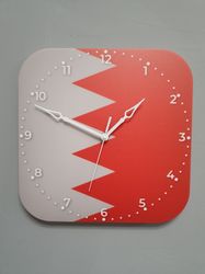 Bahraini flag clock for wall, Bahraini wall decor, Bahraini gifts (Bahrain)