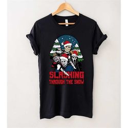 Slashing Through The Snow T-Shirt, Christmas Shirt, Horror Christmas Shirt, Micheal Myers Shirt, Gift Tee For You And Yo