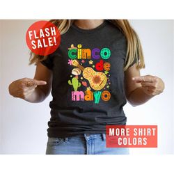 cinco de mayo colorful letters t-shirt, mexican festival shirt, mexican party gift, fiesta squad shirt, trendy margarita