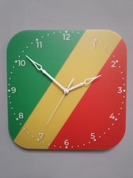 Congolese flag clock for wall, Congolese wall decor, Congolese gifts (Congo)