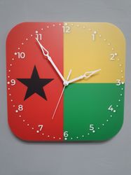 Bissau-Guinean flag clock for wall, Bissau-Guineanwall decor, Bissau-Guinean gifts (Guinea-Bissau)