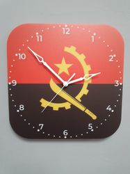 Angolan flag clock for wall, Angolan wall decor, Angolan gifts (Angola)