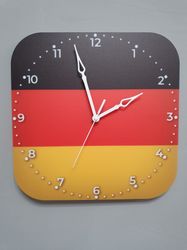 German flag clock for wall, German wall decor, German gifts (Germany, Deutsch)