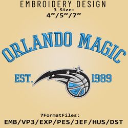 Orlando Magic Embroidery Designs, NBA Logo Embroidery Files, NBA Magic, Machine Embroidery Pattern, Digital Download