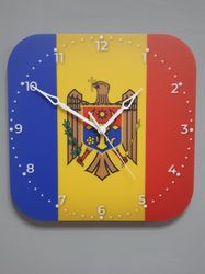 Moldavian flag clock for wall, Moldavian wall decor, Moldavian gifts (Moldova)