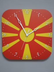 North Macedonian flag clock for wall, North Macedonian wall decor, North Macedonian gifts (North Macedonia)