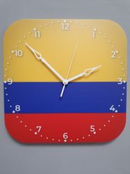 Colombian flag clock for wall, Colombian wall decor, Colombian gifts (Colombia)