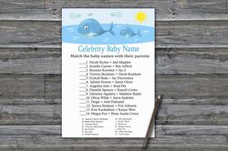 Under the sea Celebrity baby name game card,Whale Baby shower games printable,Fun Baby Shower Activity-335