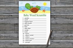 Sea Turtle Baby word scramble game card,Turtle Baby shower games printable,Fun Baby Shower Activity,Instant Download-334