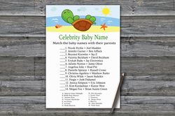 Sea Turtle Celebrity baby name game card,Turtle Baby shower game printable,Fun Baby Shower Activity,Instant Download-334