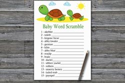 Cute Turtle Baby word scramble game card,Turtle Baby shower game printable,Fun Baby Shower Activity,Instant Download-333