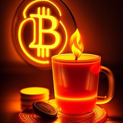 Orange bitcoin logo neon