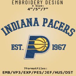 Indiana Pacers Embroidery Designs, NBA Logo Embroidery Files, NBA Pacers, Machine Embroidery Pattern, Digital Download