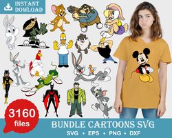Cartoon retro PNG bundle, Cartoon tshirt bundle, PNG files