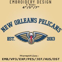 New Orleans Pelicans Embroidery Designs, NBA Logo Embroidery Files, NBA Pelicans, Machine Embroidery Pattern