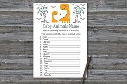 orange dinosaur baby animals name game card,dinosaur baby shower games printable,fun baby shower activity-332