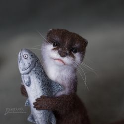 otter, cute felt animal, handmade toy