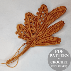 crochet leaf pattern, vintage crochet leaf, crochet leaf applique, autumn leaves, crochet motif, irish lace crochet.