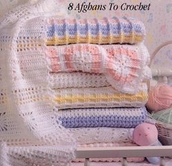 8 Baby Afghans To Crochet pattern PDF - Digital Vintage crochet patterns