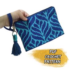 Tapestry Crochet Pattern, Crochet Pattern, Tapestry Crochet Mochila Bag,PDF file, Wayuu mochila bag pattern, Zipper Pouc