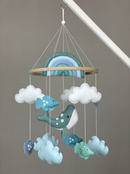 Whale baby mobile ocean nursery mobile crib rainbow baby mobile personalized mobile