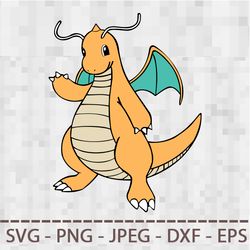 Dragonite pokemon SVG PNG JPEG Digital Cut Vector Files for Silhouette Studio Cricut Design