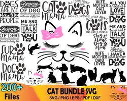 200 Cat Bundle Svg, Cat Svg, Proud Cat Mom, Cat Face Svg