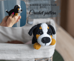 Crochet dog pattern Bernese mountaine amigurumi dog pattern, digital pdf file, stuffed toys pattern