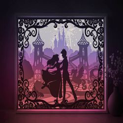 Cinderella Shadow box SVG Template, Princess Prince Papercut Lightbox cricut SVG, 3D layer Fairytale Love Paper cut Ligh