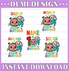 Cocomelon Personalized Name And Ages Birthday Svg, Cocomelon Brithday Png,Cocomelon Family Birthday Png, Watermelon Only