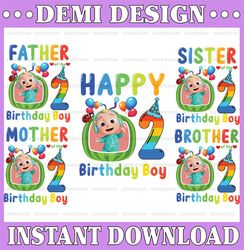 Cocomelon Personalized Name And Ages Birthday Png, Cocomelon Brithday Png,Cocomelon Family Birthday Png, Watermelon Only