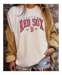 Vintage Boston Red Sox EST 1901 Tshirt, Boston Red Sox Crewneck Tshirt, Boston Baseball Shirt