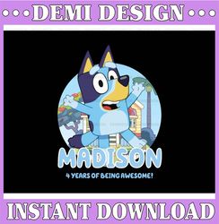Personalized Name and Ages, Bluey Png, Bluey Family Png, Bluey Party Animated TV Series, Bluey Birthday Png Clipart,Down