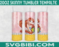 Disney Ariel Princess Tumbler Wrap, 20oz Tumbler Wrap Sublimation, Disney Ariel Princess Png, Disney Princess Tumbler