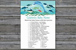 Dolphin Celebrity baby name game card,Dolphin Baby shower games printable,Fun Baby Shower Activity,Instant Download-331