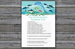 Dolphin How well do you know baby shower game card,Dolphin Baby shower games printable,Fun Baby Shower Activity-331