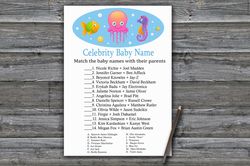 Jellyfish Celebrity baby name game card,Under the sea Baby shower games printable,Fun Baby Shower Activity-330