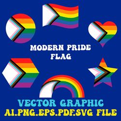 THE MODERN PRIDE FLAG Vector Digital File Ai.EPS.PDF.SVG,PNG Sublimation Download File