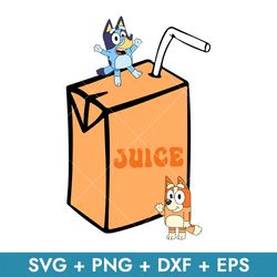 Bluey And Bingo With Box Juice Svg, Bluey And Bingo Svg, Box Juice Svg, Png Dxf Eps, Instant Download