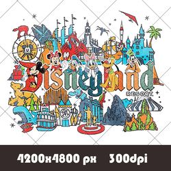 Retro Mickey And Friends Disneyland Est 1955 PNG, Vintage Disneyland PNG, 2023 Family Vacation png, Magic Kingdom PNG