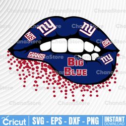 New York Giants Inspired Inspired Lips png File, Instant Download