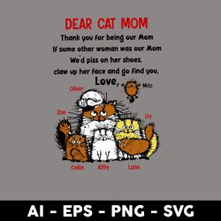 Dear Cat Mom, Thank You For Being Our Mom Svg, Mom Quote Svg, Mother's Day Svg, Png Dxf Eps Digital File - Digital File