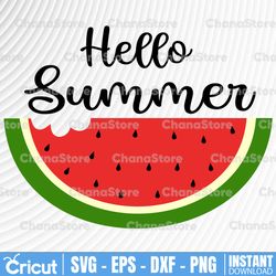 Hello Summer SVG, Funny Beach Vacation Shirt Design, Watermelon Melon SVG cutting file, Summer time, Instant Download