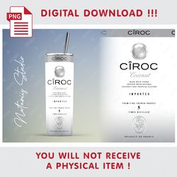 Inspired Ciroc Coconut Template - Seamless Sublimation Pattern - 20oz SKINNY TUMBLER - Full Tumbler Wrap