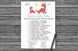 Red Dinosaur Celebrity baby name game card,Dinosaur Baby shower games printable,Fun Baby Shower Activity-328