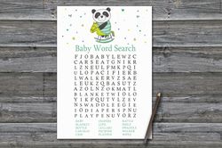 Panda Baby shower word search game card,Panda Baby shower games printable,Fun Baby Shower Activity,Instant Download-326