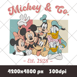 Vintage Mickey & Co 1928 Png, Mickey And Friends Png, Disneyland Png, Disneyworld Png, Family Vacation Png, Family Trip